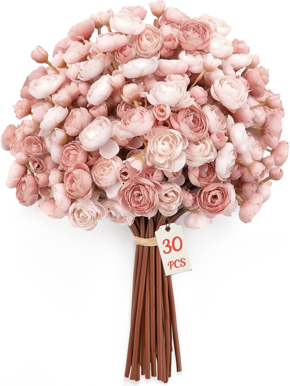 30PCS Ranunculus Artificial Flowers Faux Silk Mini Flowers for DIY Bouquets